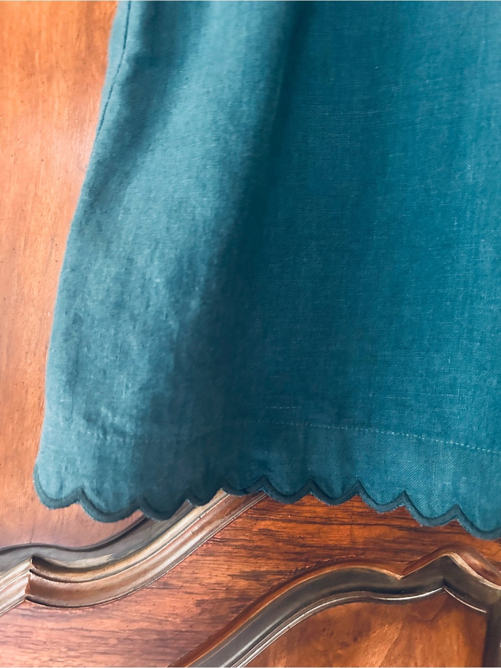 New~ Coastline Teal Blue Scalloped Linen Top size XL ~by Garnet Hill - Picture 6 of 14